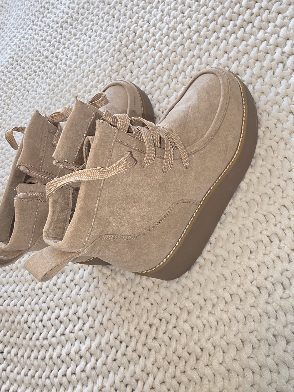 Sonoma Lace-Up Platform Ankle Boots - Tan Suede